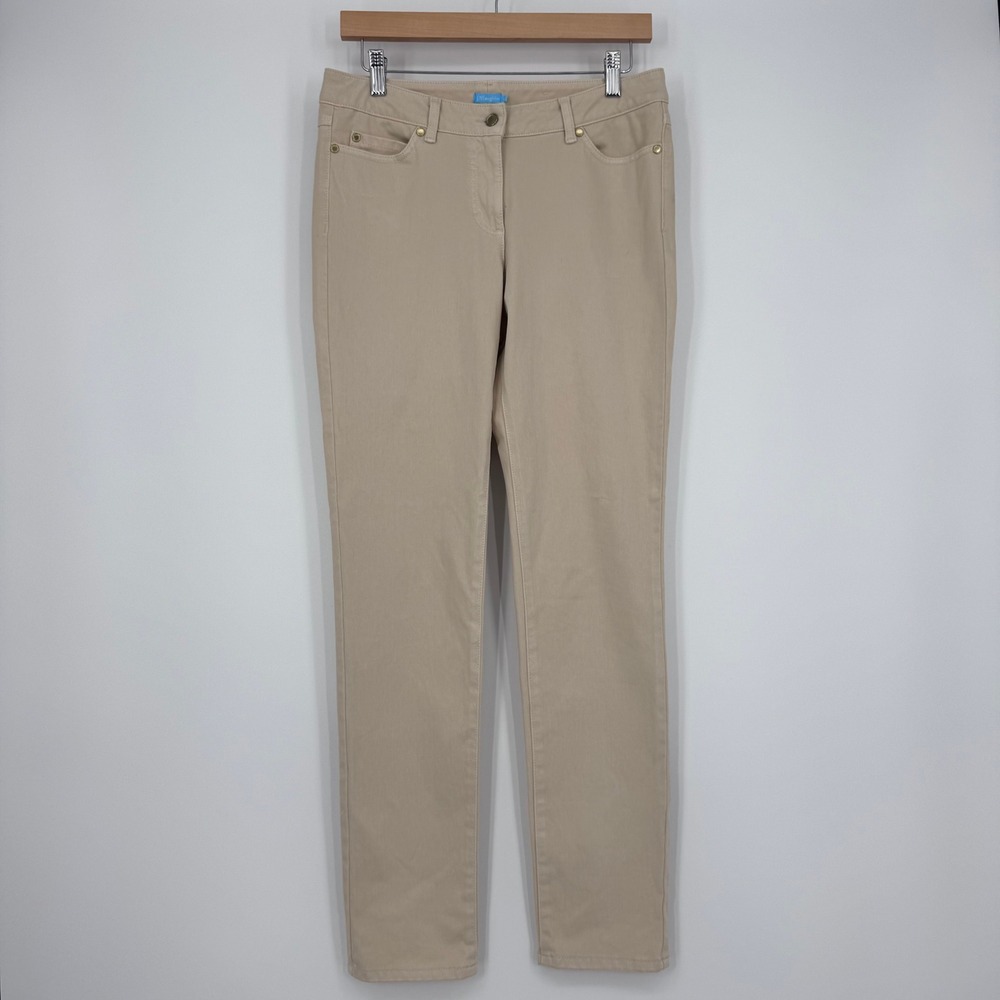J.McLaughlin Pants Womens 6 Beige Stretch Cotton Straight Leg Preppy Minimalist
